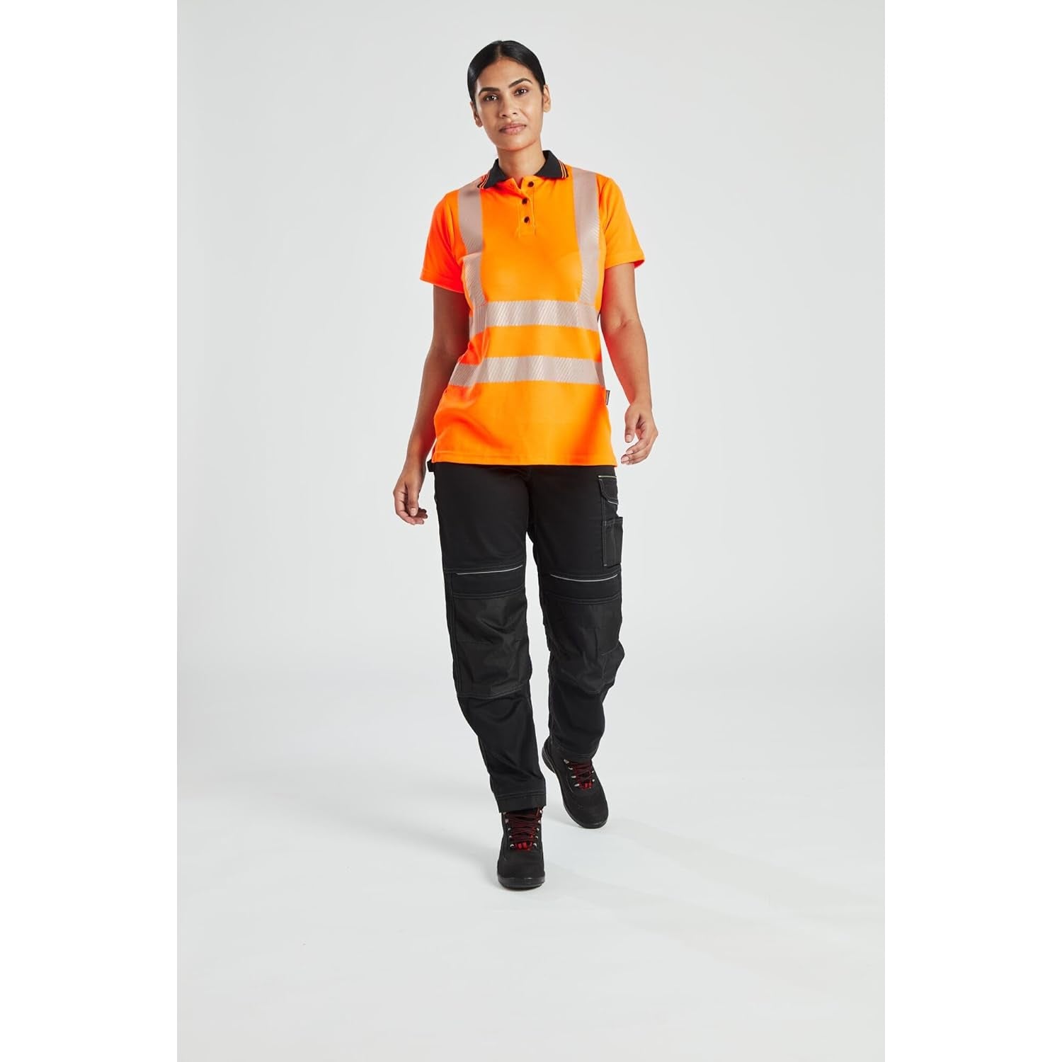 PW380 Women'S Work Pants - Stretch Fabric PW3 Workwear Utility Safety Pants with Knee Pad Pockets, Black 38