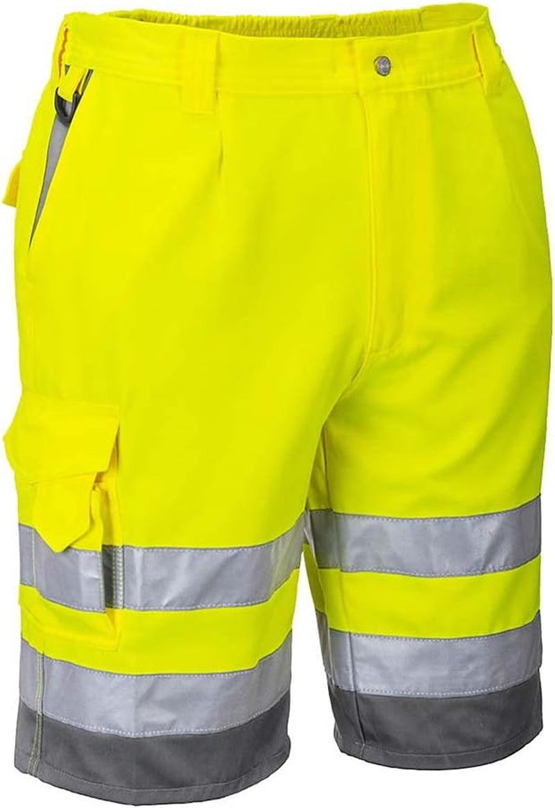 Hi-Vis P/C Shorts Cargo Visibility Reflective Summer Cool Work Wear Pants ANSI E