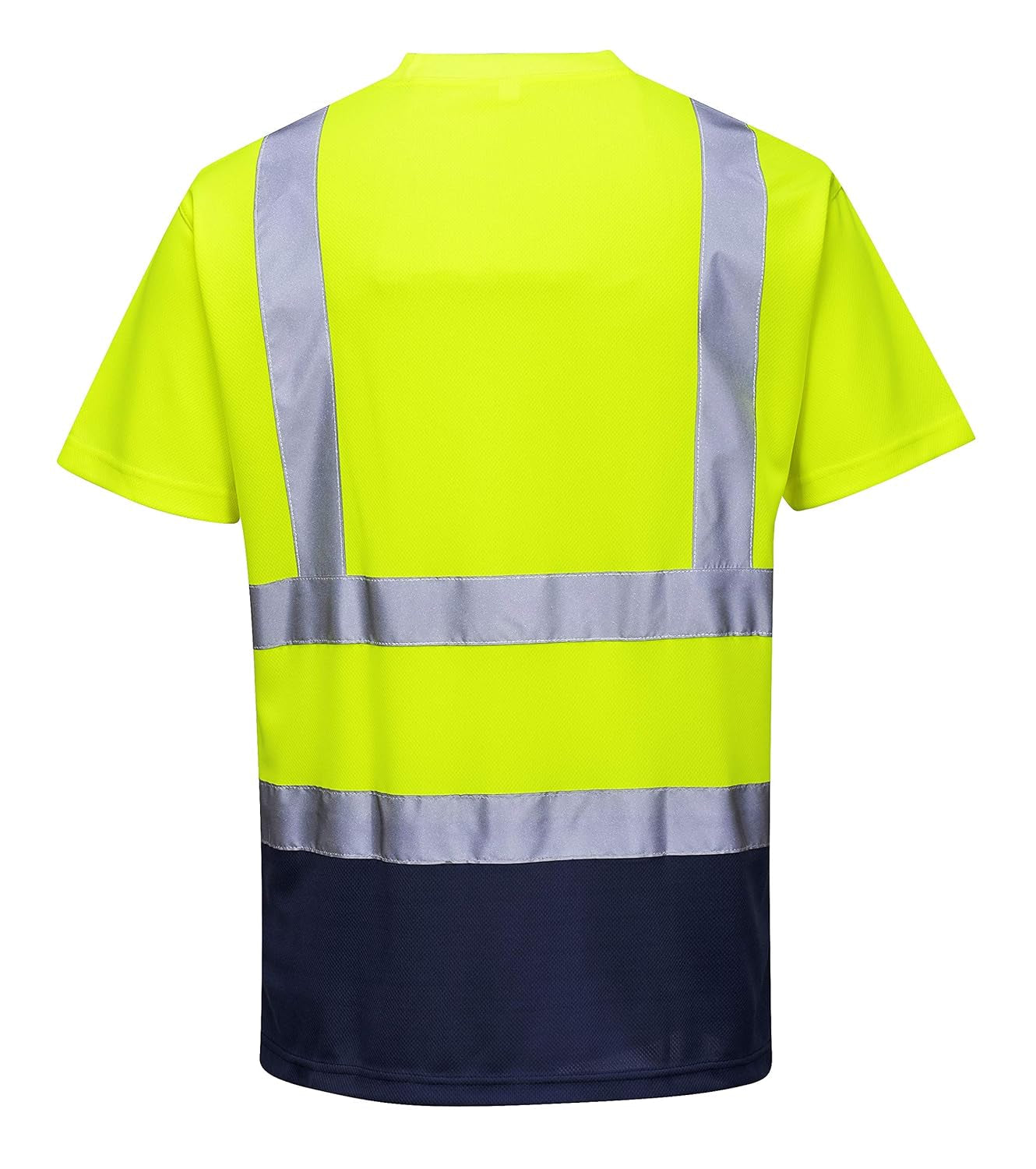 S378 Hi Vis 2 Tone Reflective Short Sleeve Safety Work T Shirt ANSI, Yellownavy, 6XL