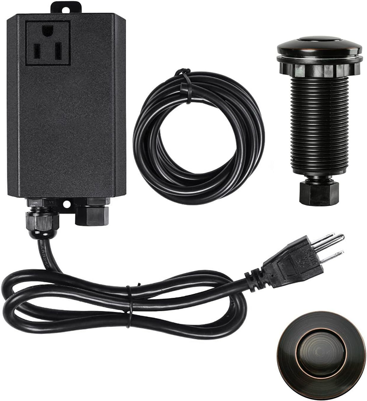 Garbage Disposal Air Switch Kit Sink Top Waste Disposal Long Stainless Steel Brushed Nickel On/Off Air Button Food and Waste Disposals Part by