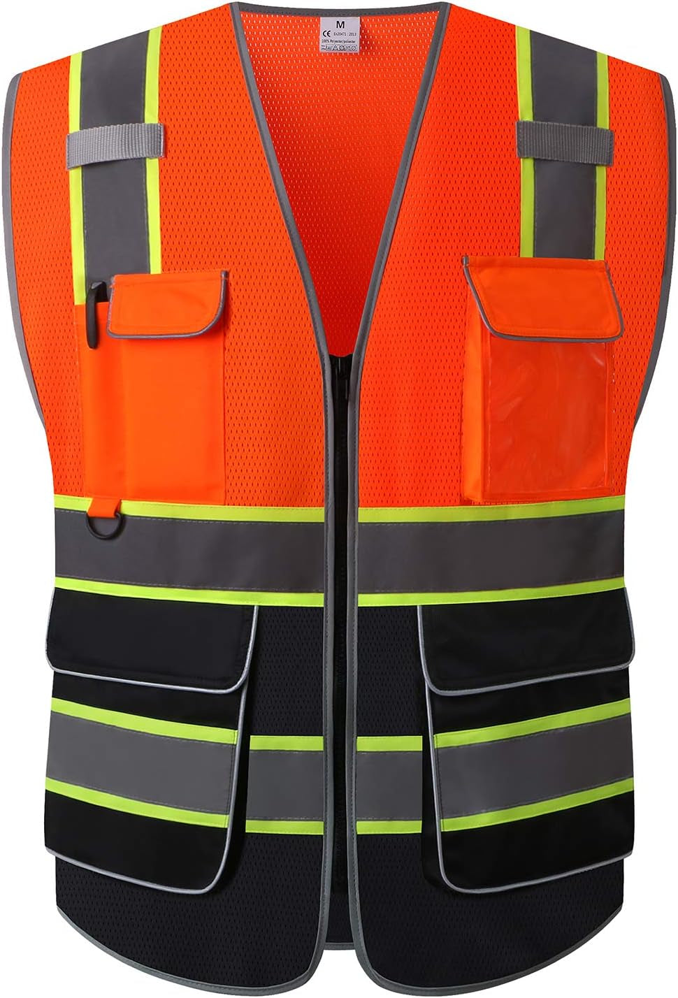 Surveyor Safety Vest Reflective for Men, Class 2 Mesh Safety Vests Reflective with Pockets and Zipper,High Visibility Construction Work Surveyor Vest