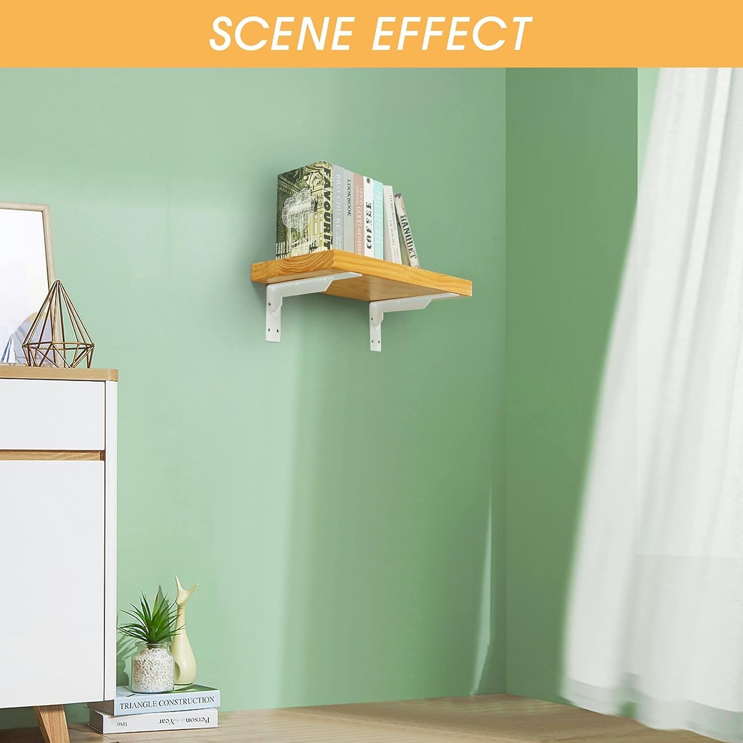 Countertop Support Brackets Heavy Duty, 8" X 6" Max Load 365 Lb 5 Mm Thick Iron Industrial Shelf Brackets, White Metal Farmhouse Wall Mounted Floating L Support for Hanging DIY Open Shelving