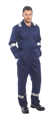 Iona Coverall Overall Boiler Suit Hi Vis Visibility Reflective Work Wear, XXL Navy