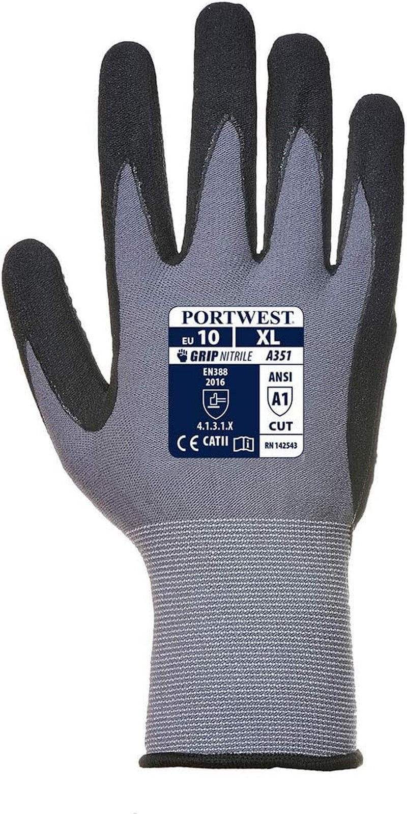 A351 Dermiflex plus Handling Glove with Pu/Nitrile Foam Palm Grip ANSI, Large