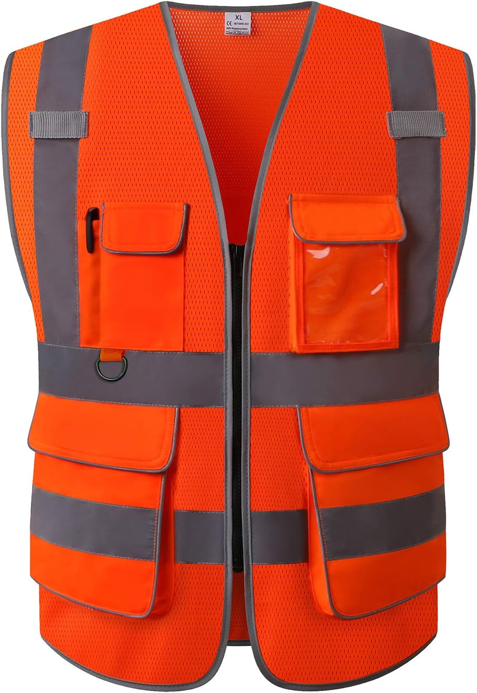 Surveyor Safety Vest Reflective for Men, Class 2 Mesh Safety Vests Reflective with Pockets and Zipper,High Visibility Construction Work Surveyor Vest
