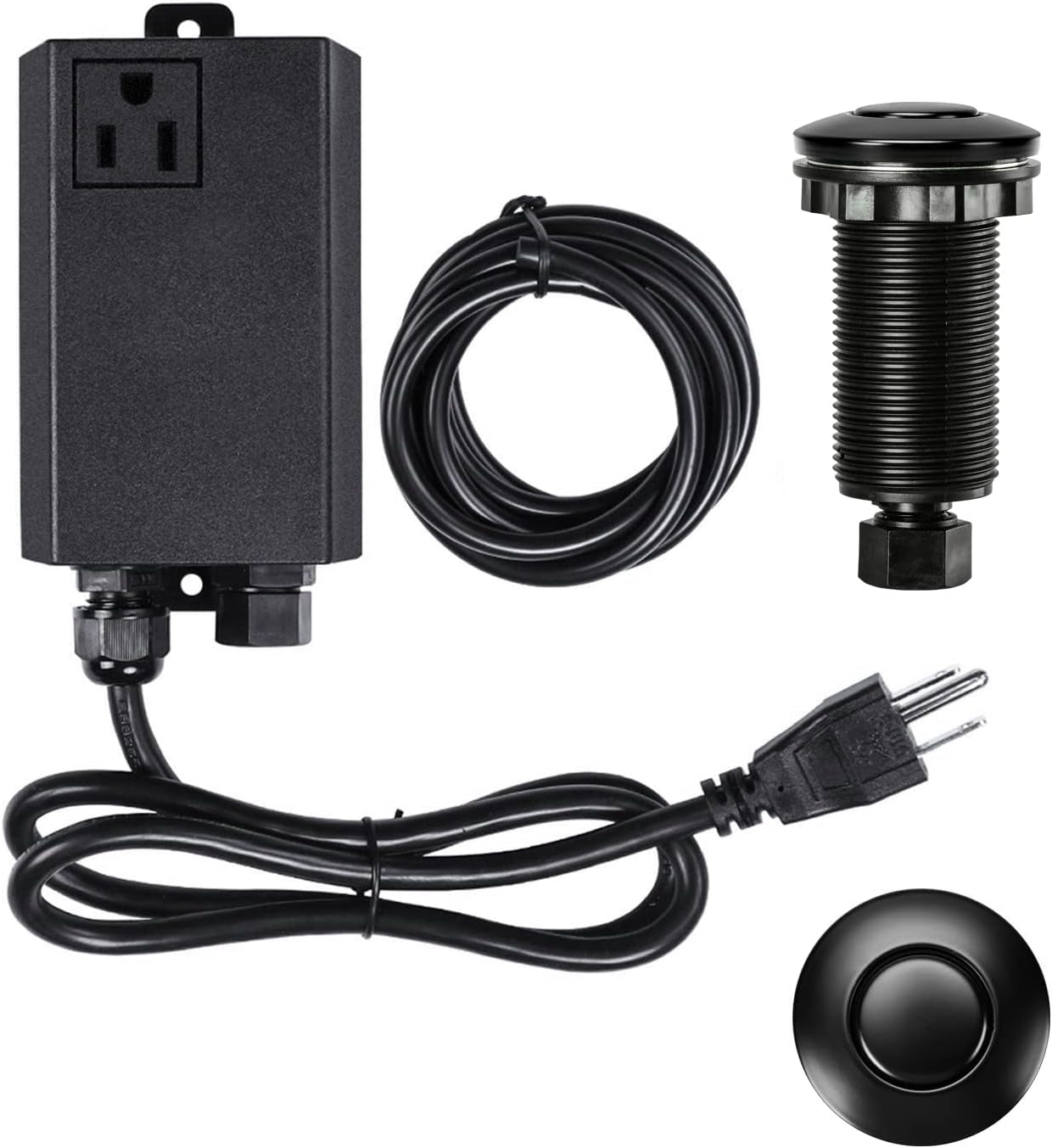 Garbage Disposal Air Switch Kit Sink Top Waste Disposal Long Stainless Steel Brushed Nickel On/Off Air Button Food and Waste Disposals Part by