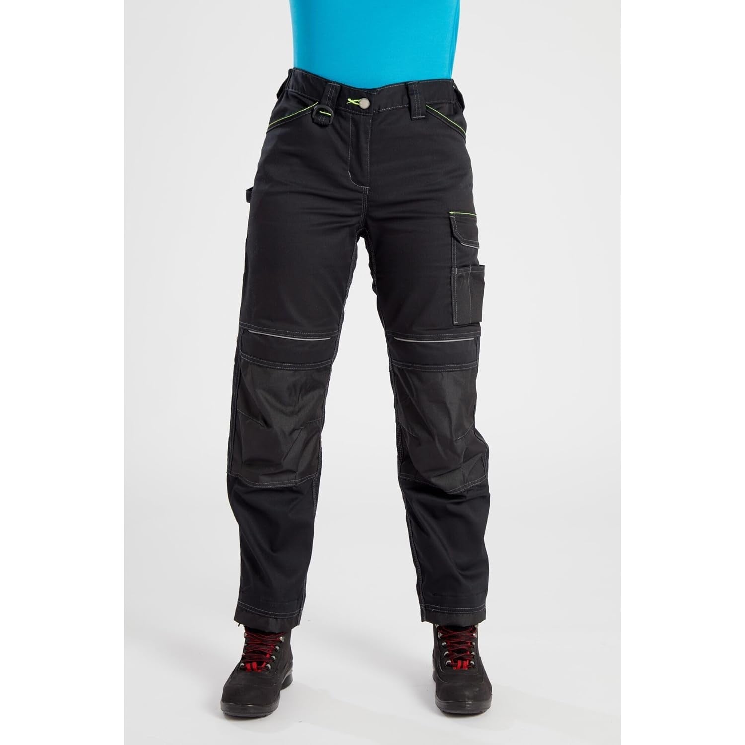 PW380 Women'S Work Pants - Stretch Fabric PW3 Workwear Utility Safety Pants with Knee Pad Pockets, Black 32