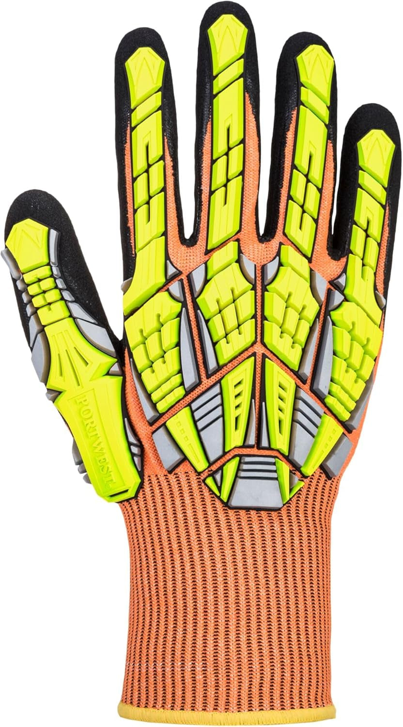 A727 anti Impact Safety Work Gloves - Cut Resistant & Impact Reducing Protective Work Gloves Orange/Black