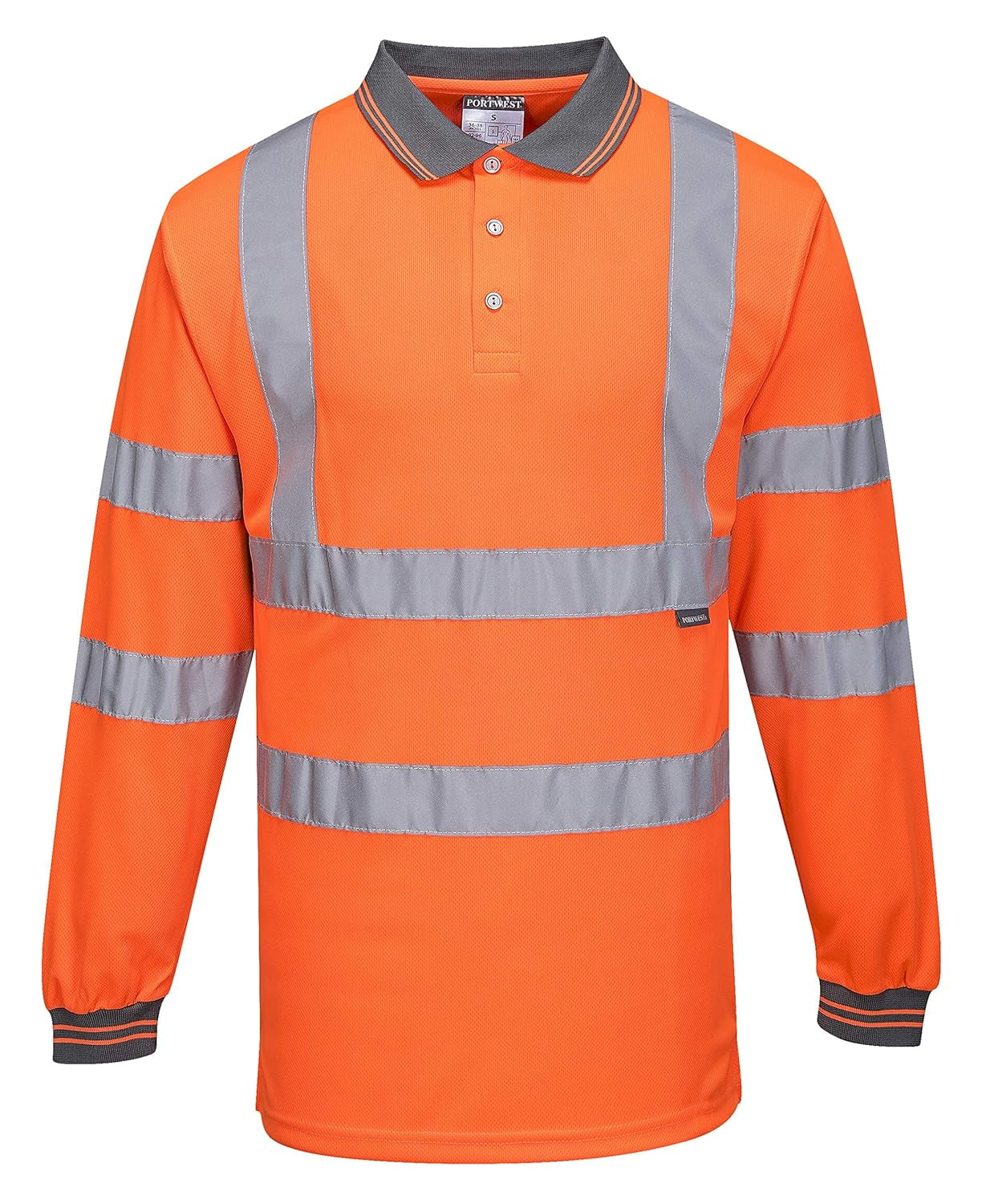 Hi-Vis Polo Shirtl/S Viz Visibility Reflective Safety Work Wear Top ANSI 3, Orange, 3 XL