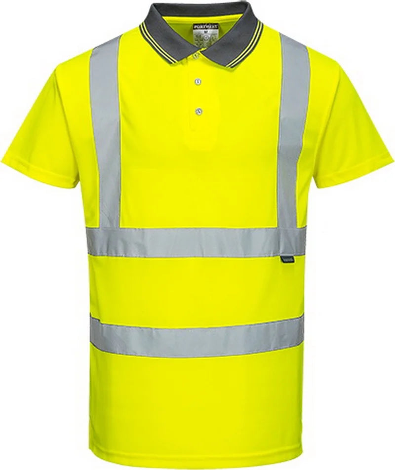 S477 Hi-Vis Short Sleeve Polo Shirt Yellow, Large-KarWorkwear