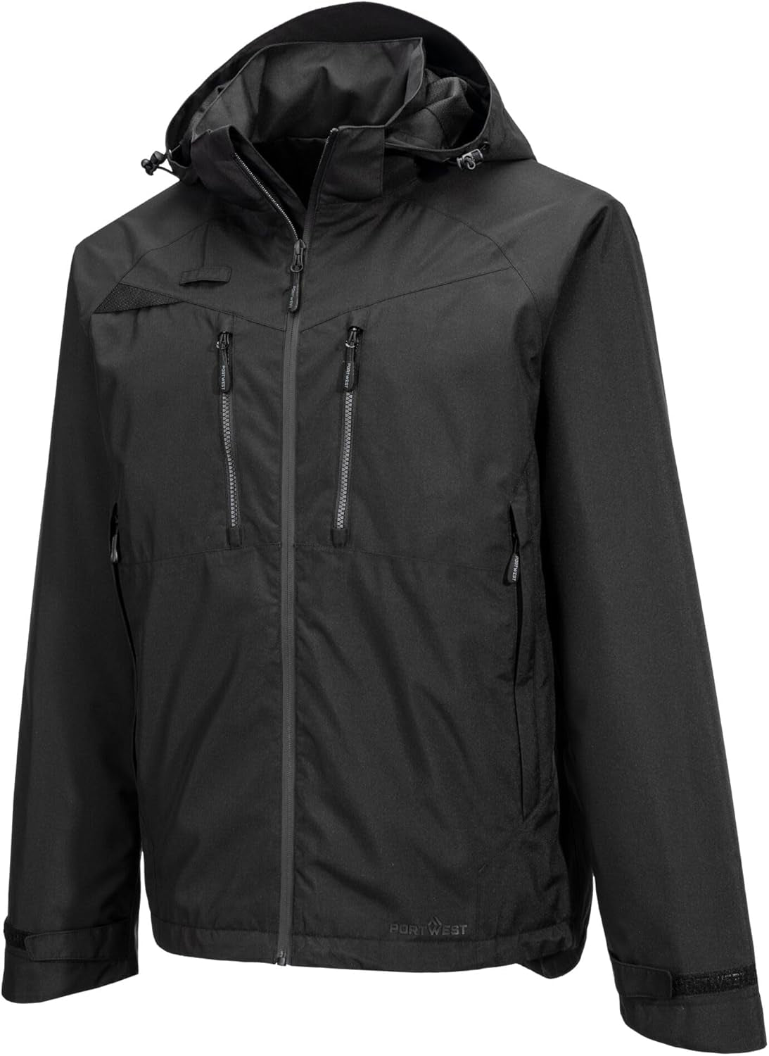 DX463 Men'S DX4 Waterproof Rain Jacket Hooded with Pockets All Black, 3X-Large