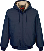 UFR48 Men'S Duck Quilt Lined Flame Resistant Winter Hooded Jacket Navy, X-Large