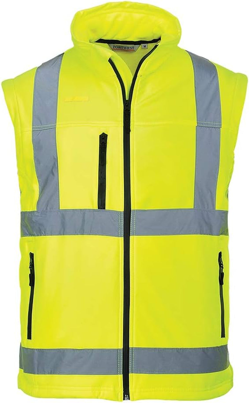 Hi-Vis Softshell Jacket Visibility Reflective Safety Work Wear Water Repellent ANSI 3, Yellow, Large
