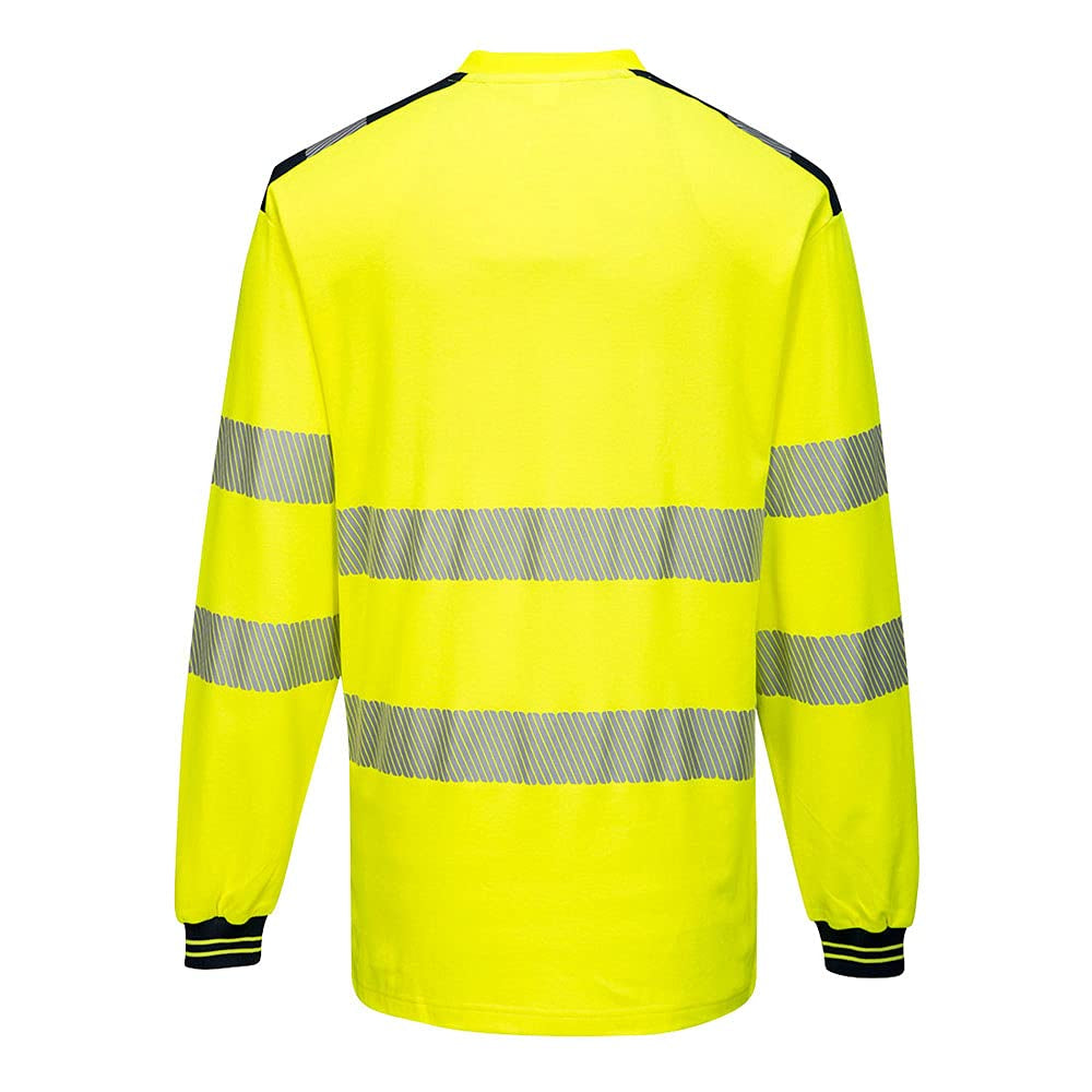 T185 PW3 Hi-Vis Long Sleeve Safety T-Shirt Yellow/Black, Large