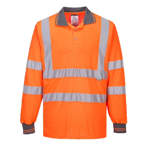 Portwest Hi-Vis Long Sleeved Polo 2 Tone Reflective Taped Work Safety S277-KarWorkwear
