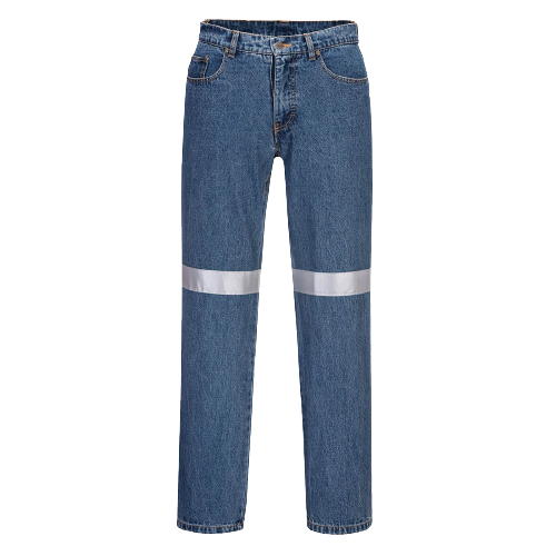 Portwest Denim Pants with Tape Pre Shrunk Reflective Tape Straight Pant MW169-KarWorkwear