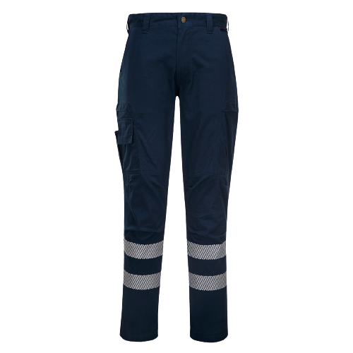 Portwest PW3 Cargo Stretch Pants Slim Fit HiVisTex Pro Tape Cotton Pant PW341-KarWorkwear