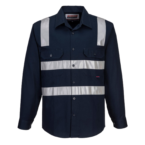 Portwest Brisbane Shirt, Long Sleeve, Regular Weight Reflective Safety MS908-KarWorkwear