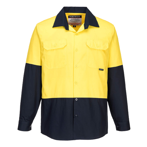 Portwest Hi-Vis Two Tone Lightweight Long Sleeve Shirt Reflective Safety MS801-KarWorkwear