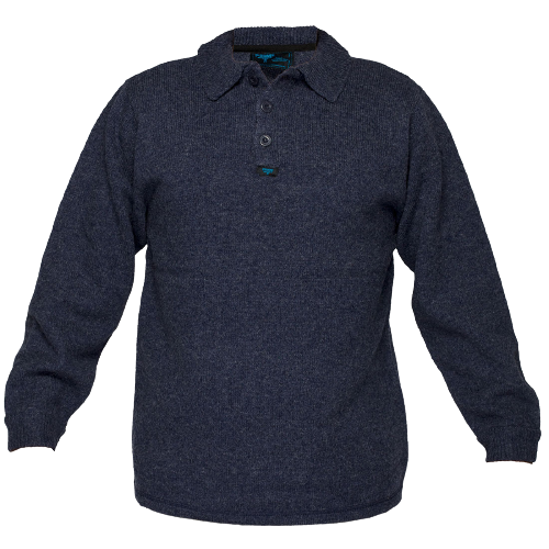 Portwest Wool Knit Jumper Collared Navy Button Opening Long Sleeve MW863-KarWorkwear