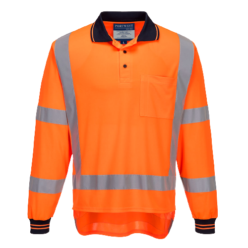 Portwest TTMC Long Sleeve Polo 2 Tone Comfort HiVis Reflective Work Safety TM312-KarWorkwear