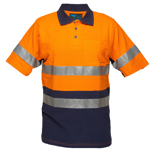 Portwest Short Sleeve Cotton Pique Polo with Tape HiVisTex Reflective Work MP618-KarWorkwear