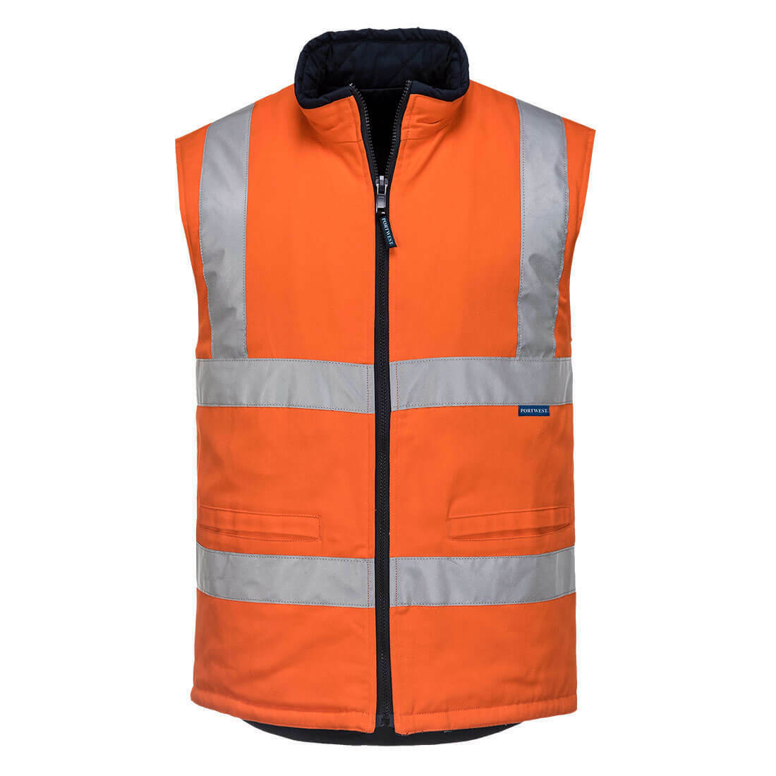 Portwest Men Hi-VisTex 100% Cotton Reversible Vest Reflective Safety Work MV278-KarWorkwear