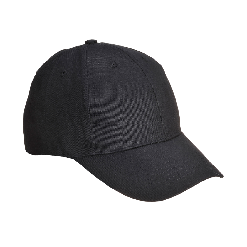 Portwest Six Panel Baseball Cap Adjustable Strap Comfortable Black Cap B010-KarWorkwear