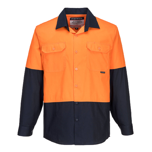 Portwest Hi-Vis Two Tone Lightweight Long Sleeve Shirt Reflective Safety MS801-KarWorkwear