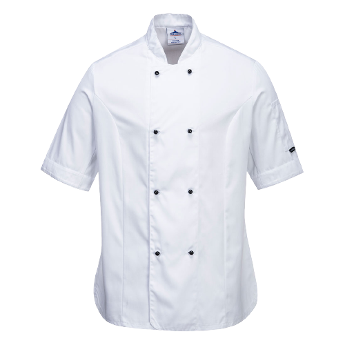Portwest Rachel Ladies Chefs Jacket S/S Comfortable Mesh Air Sleeve Pocket C737-KarWorkwear