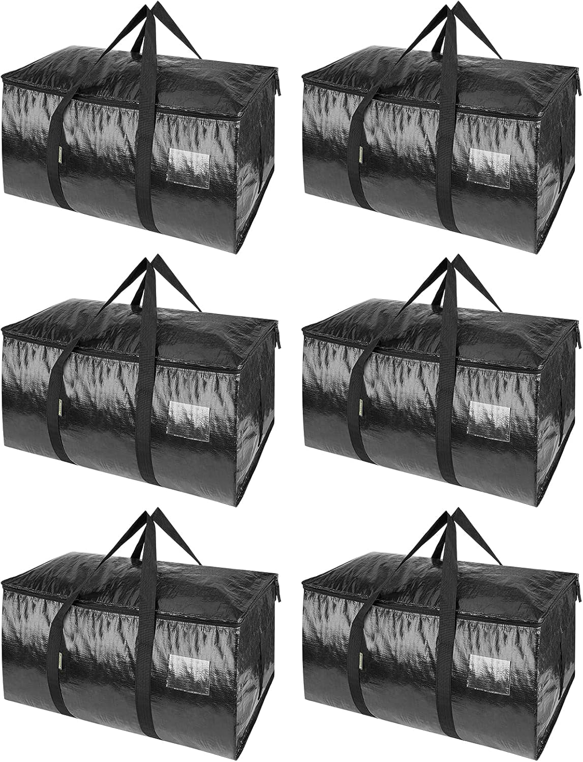 8-Pack Oversized Moving Bags with Reinforced Handles, Heavy-Duty Storage Tote for Clothes, Moving Supplies (Black, 8-Pack)