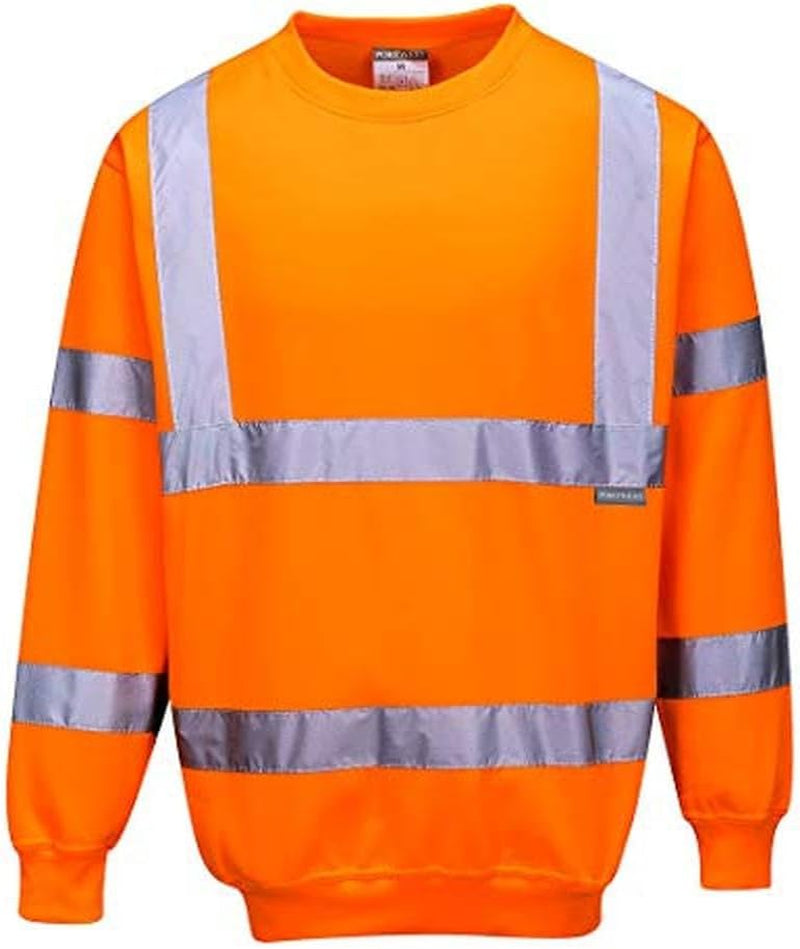 Hi-Vis Sweatshirt Pullover Jumper Safety Reflective Work Wear Warm Top ANSI 3