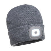 B028 High Performance Rechargeable Twin LED Beanie Gray-KarWorkwear