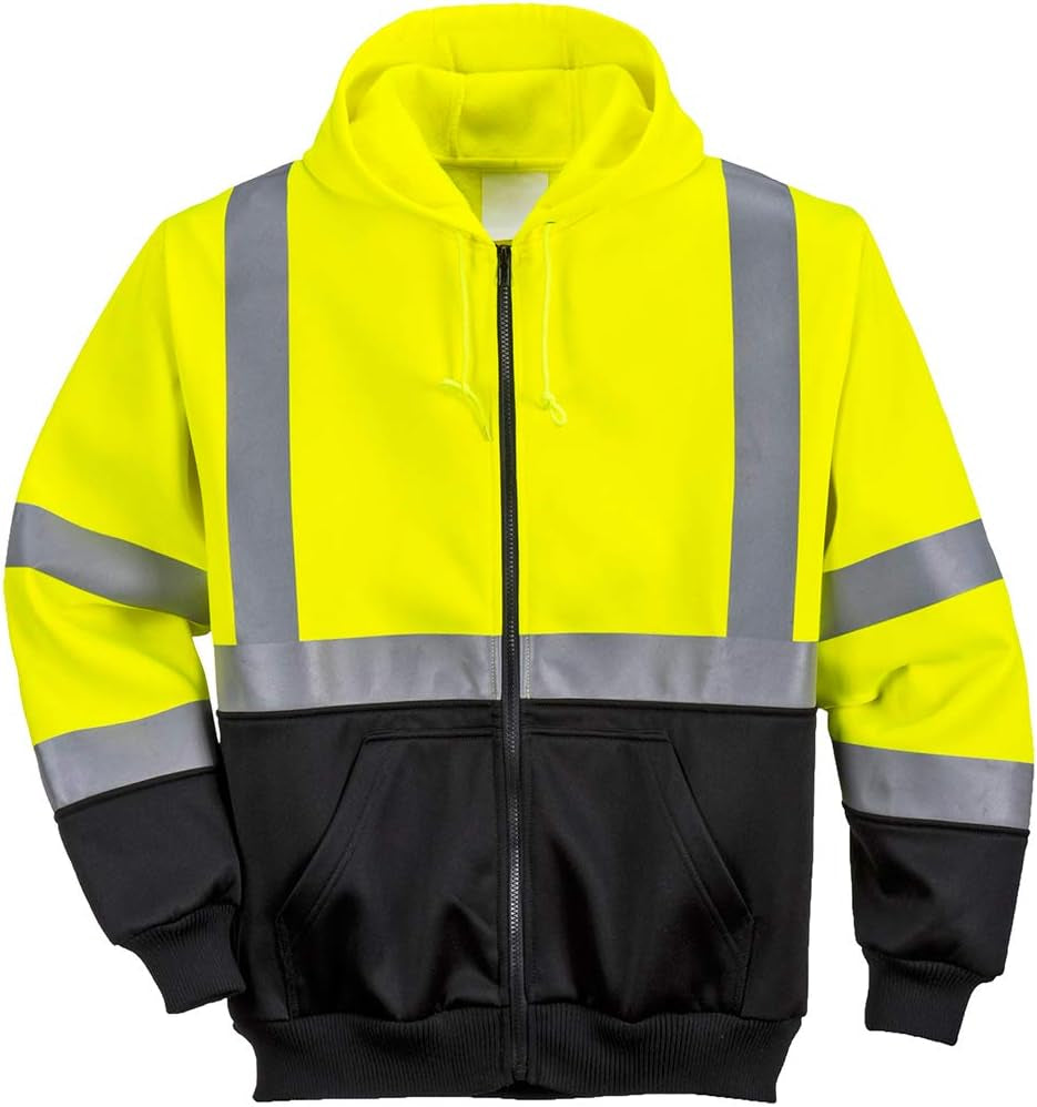 Hi-Vis 2-Tone Zipped Hoodie Visibility Reflective Safety Work Sweatshirt Jumperansi 3