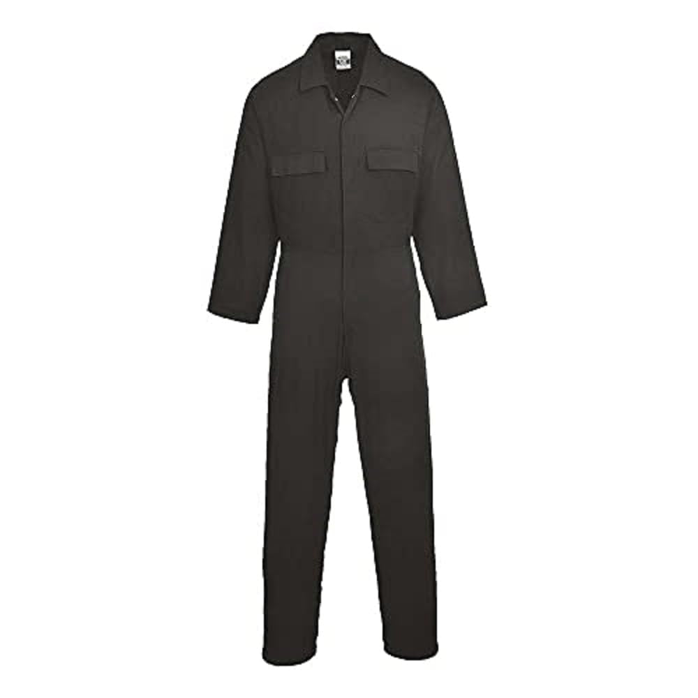 S998 Men'S Work Coveralls 100% Cotton - Protective Overalls Durable Workwear Boiler Suit for Mechanics Warehouse Garages DIY Black, X-Large