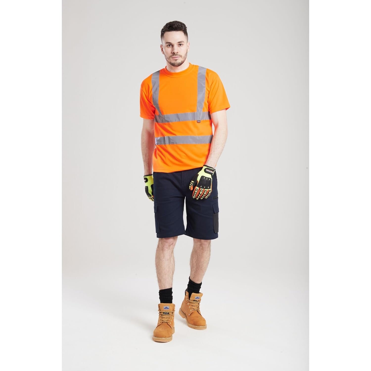 Hi-Vis T-Shirt RIS Viz Visibility Reflective Safety Work Wear Top ANSI 2, Large Orange