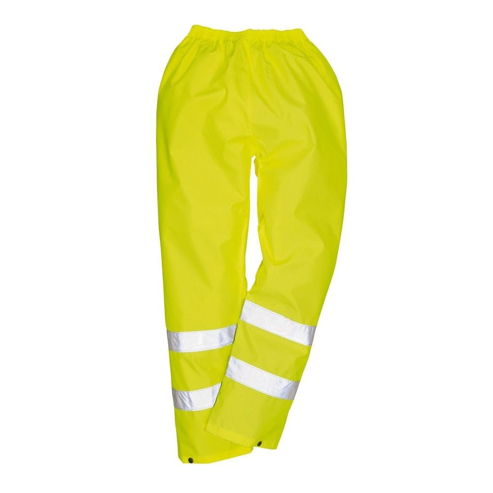 Hi-Vis Rain Trousers Viz Work Cargo Work Pants Reflective Waterproof Rain ANSI E, Yellow, Large