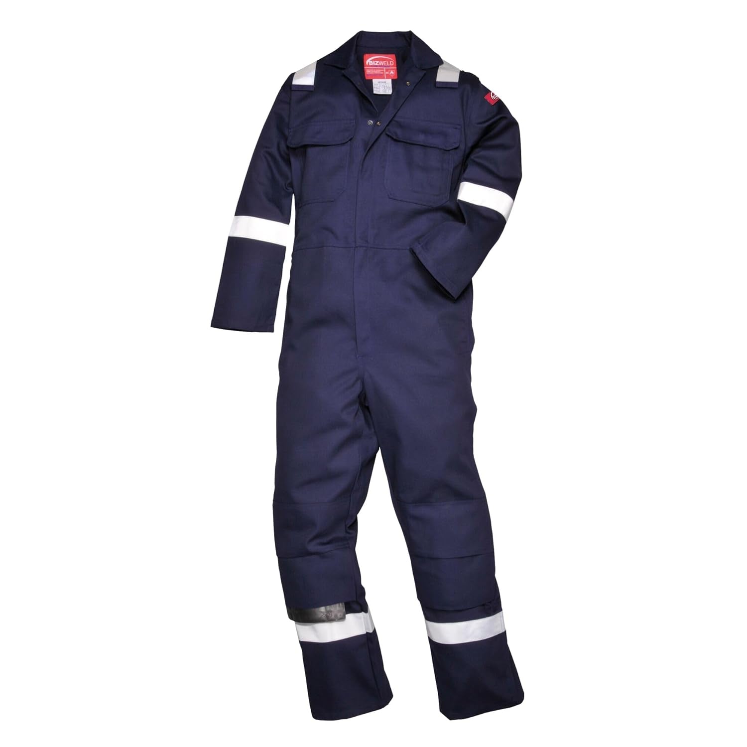 Bizweld Iona Coverall Overall Work Fire PPE Protective Wear Safety Boiler Suit ASTM NFPA ARC 2, Navy, Large