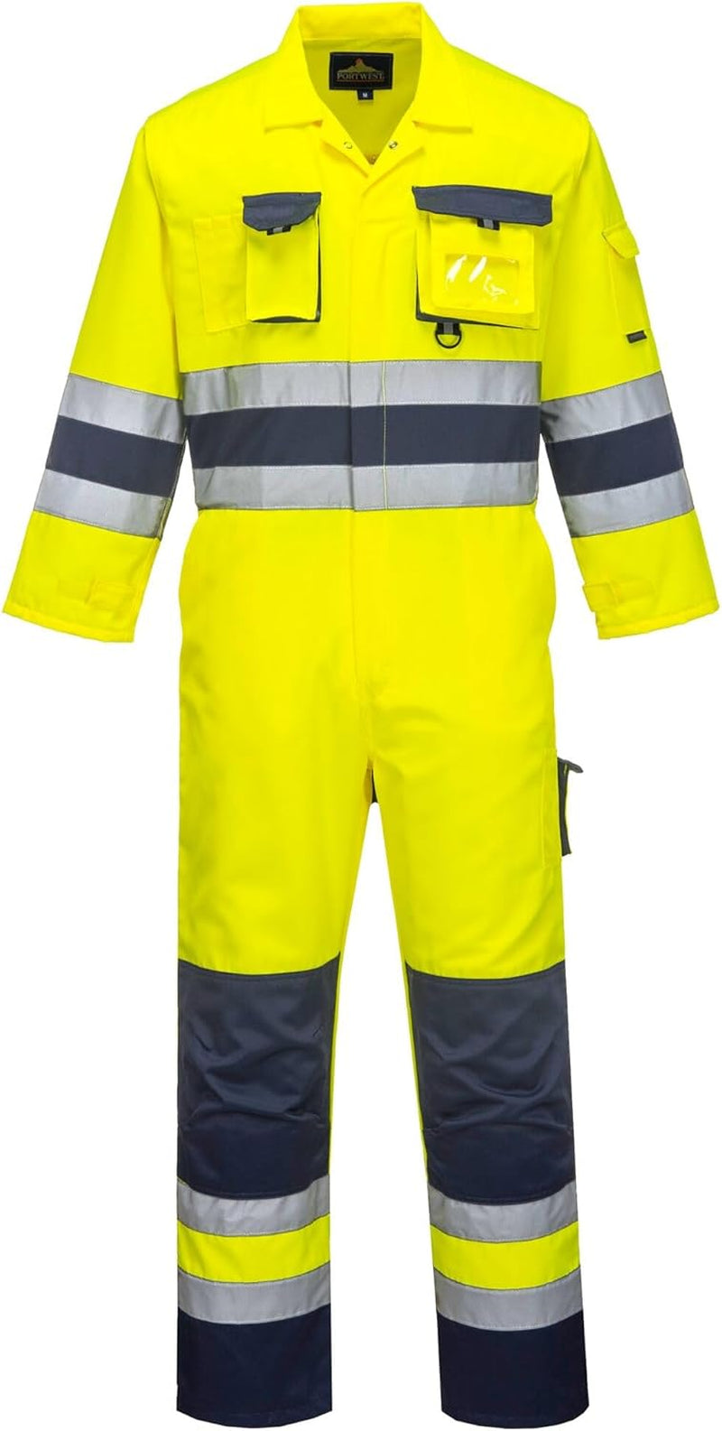TX55 Nantes Hi Vis Coveralls - Reflective Safety Coveralls with Pockets ANSI Class 3 Yellow/Navy, Large