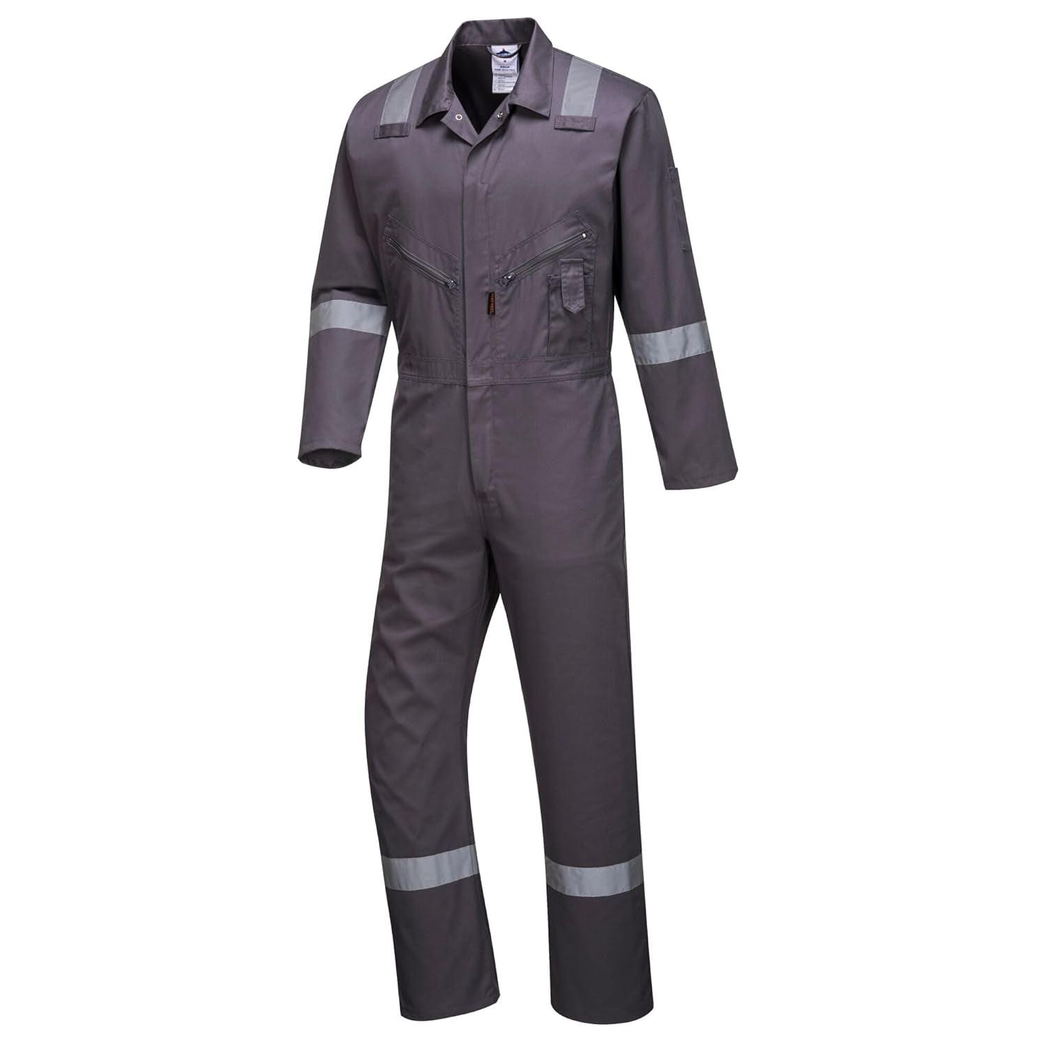 C814 Iona Cotton Heavy Duty Work Overalls with Reflective Safety Tape, Red, Small