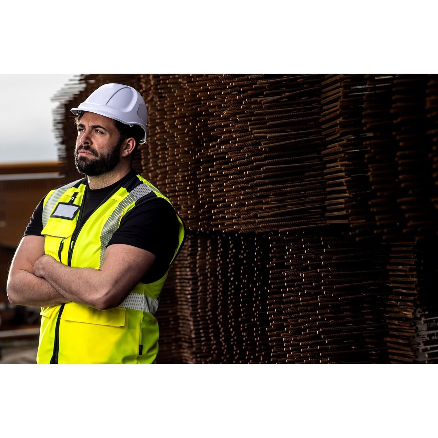 PW309 Hi Vis Safety Vest, Reflective and Lightweight Premium Executive Work Vest Yellow/Black, 4X-Large