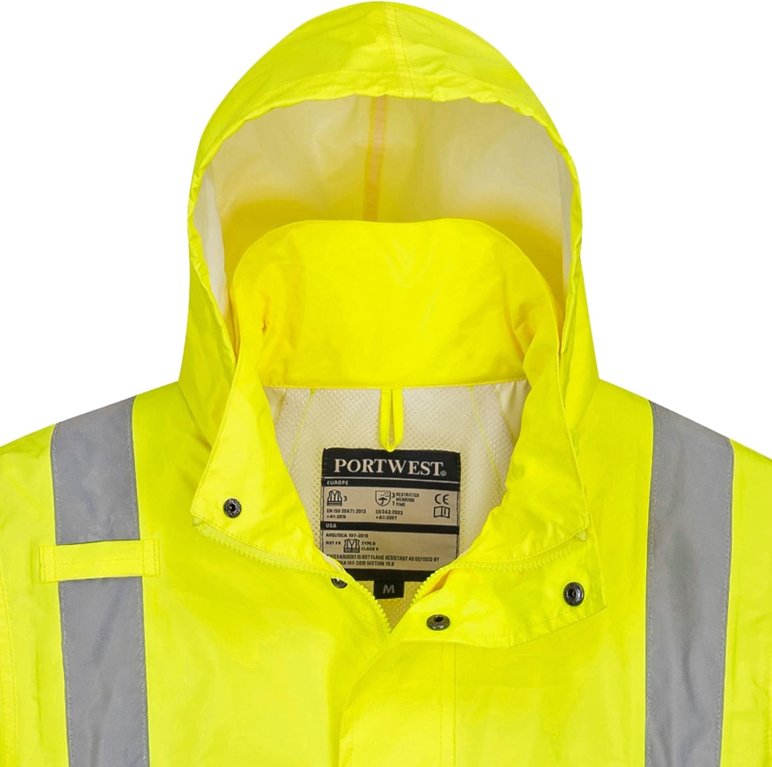 UH445 Men'S Classic Raincoat Waterproof Hi Vis Reflective Long Rain Jacket ANSI Class 3 Yellow