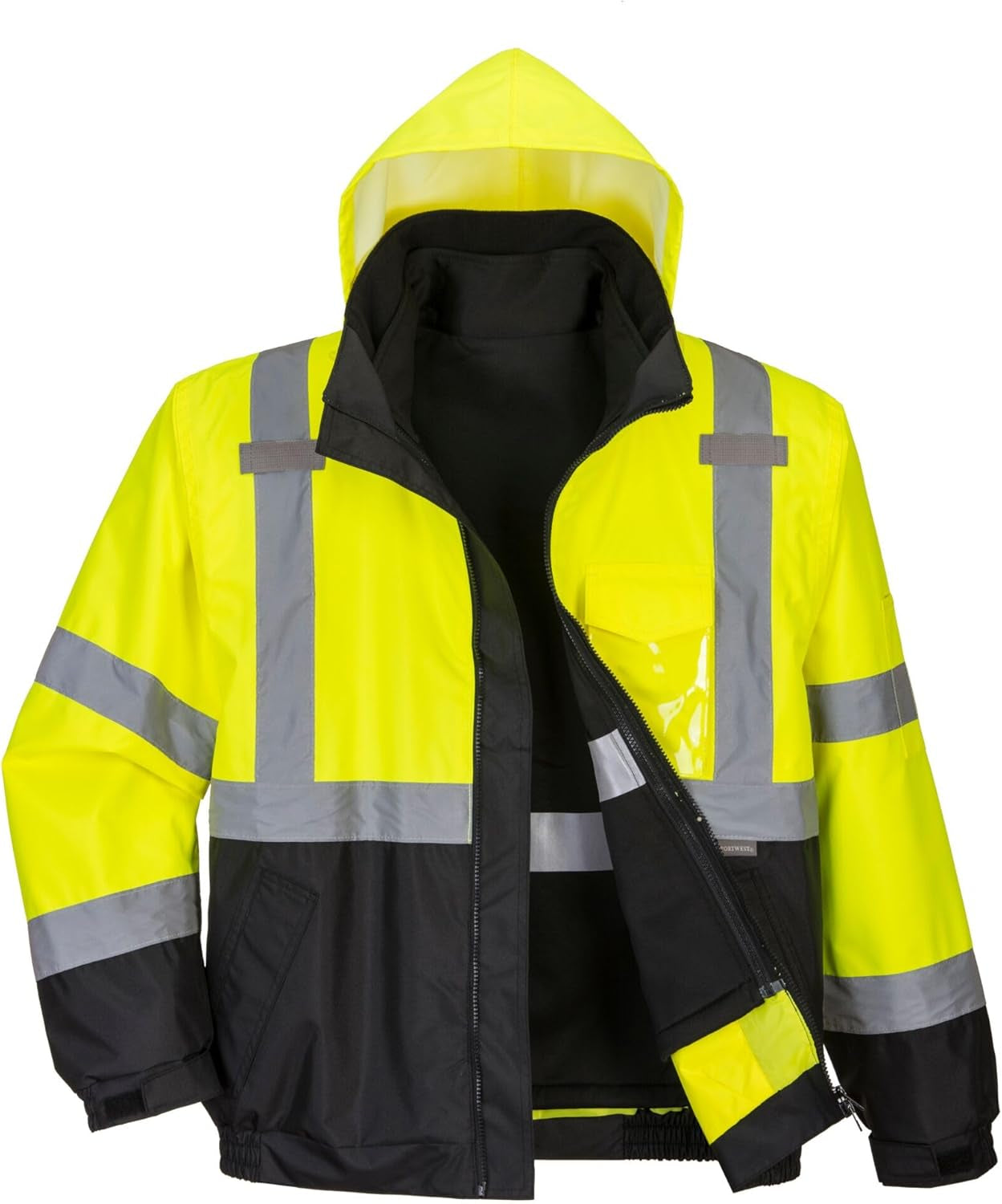 US365 Men'S Hi Vis Waterproof 3-In-1 Bomber Jacket - Reflective Contrast Rain Jacket ANSI Class 3
