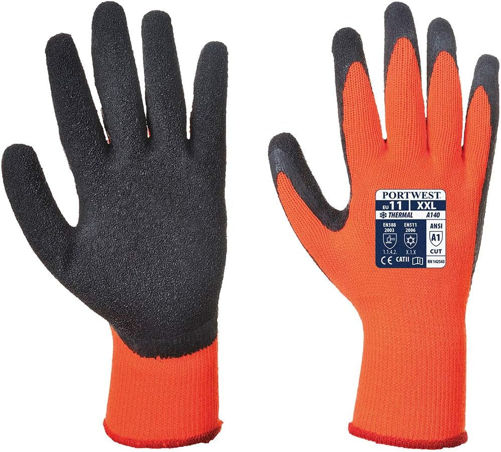 A140 Thermal Outdoor Cold Protection Glove with Crinkle Latex Grip ANSI, Yellowblack, Large