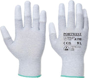 A198 Antistatic Safety Glove with PU Non Slip Fingertip Coating ANSI, Large
