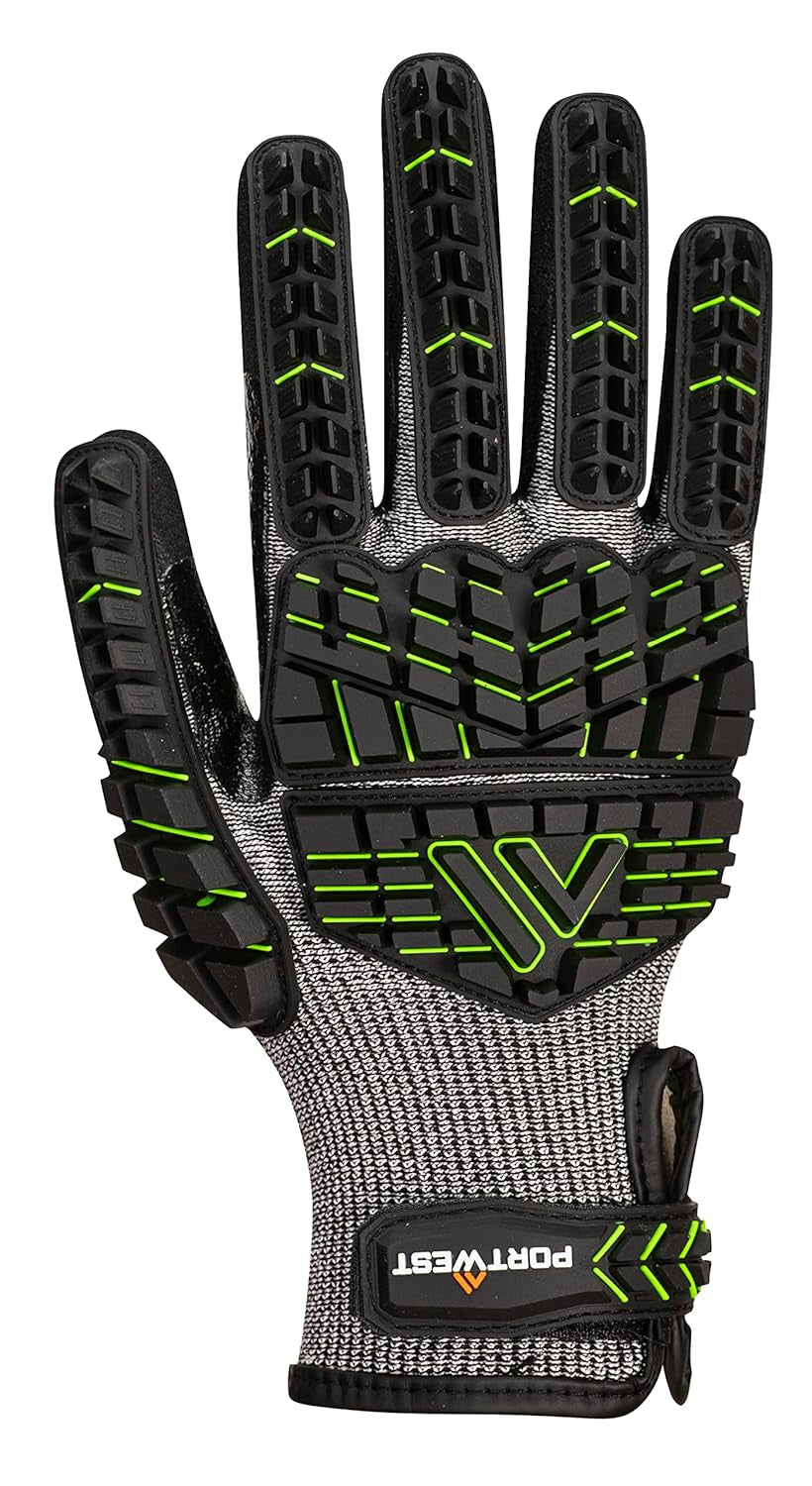A755 anti Impact Safety Work Gloves - Nitrile Foam Cut Resistant & Impact Reducing Protective Work Gloves Black/Green, Large