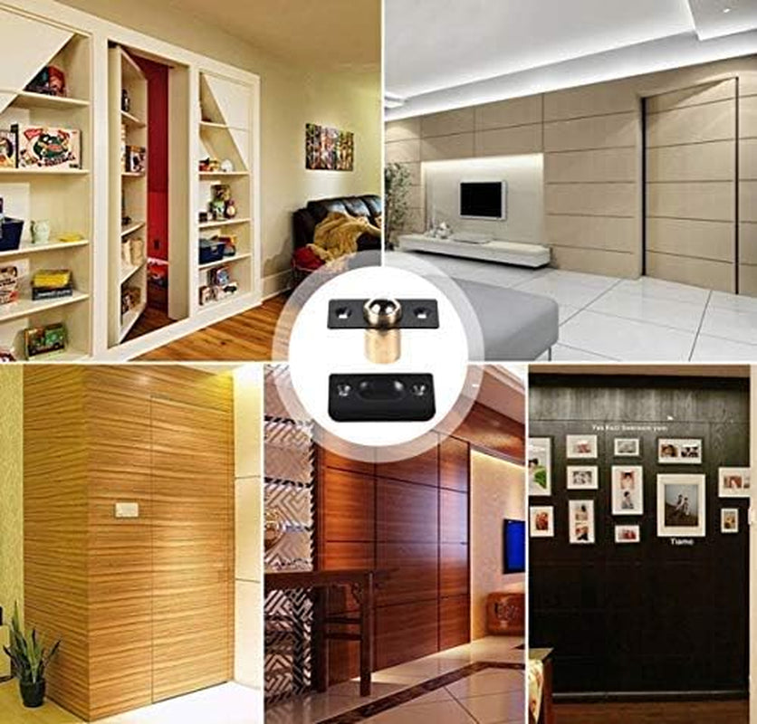 Door Ball Catch,Stainless Steel Adjustable Ball Catch Door Hardware (2Pcs(Black)