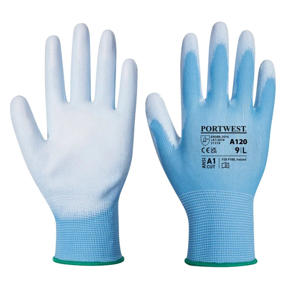 A120 Work Gloves PU Palm Dipped Abrasion and Tear Resistant White, Xx-Small-KarWorkwear
