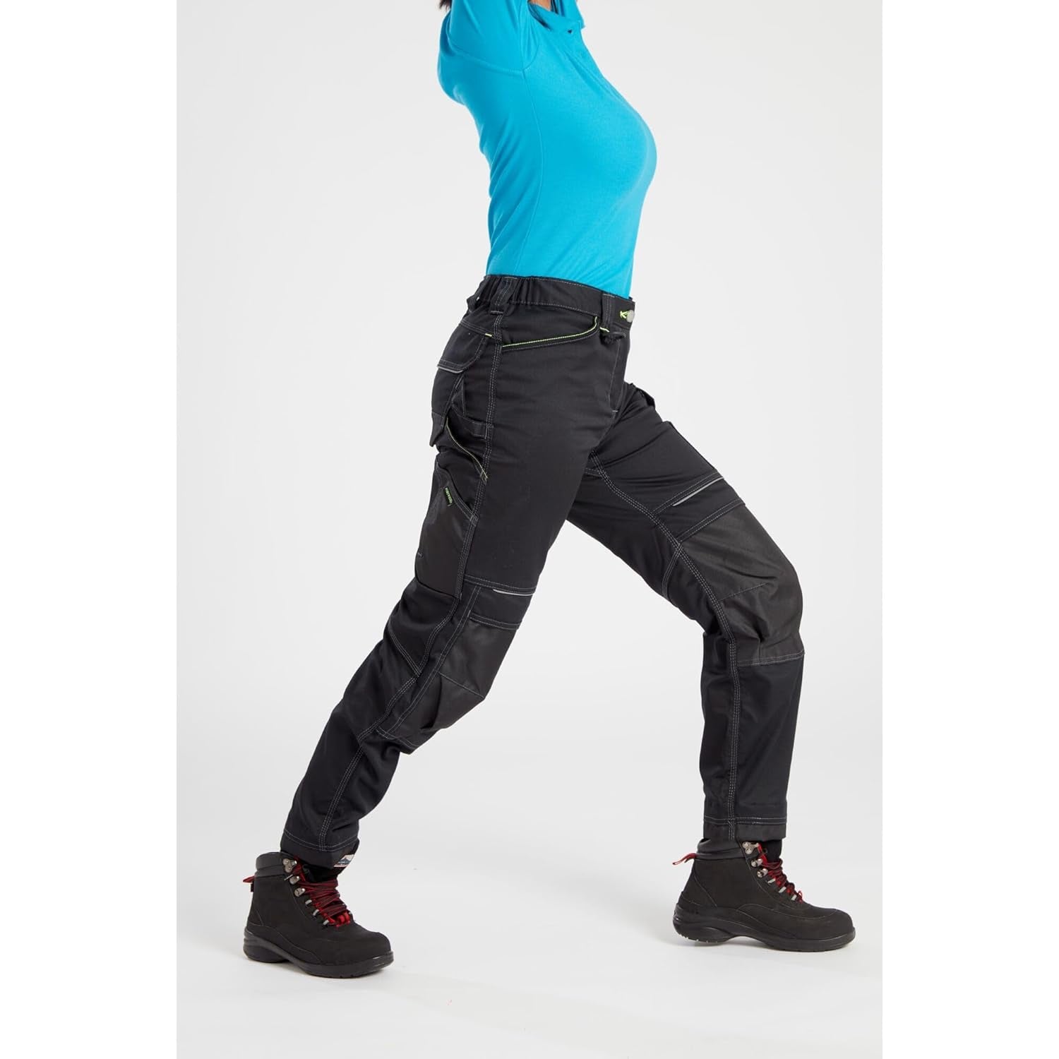 PW380 Women'S Work Pants - Stretch Fabric PW3 Workwear Utility Safety Pants with Knee Pad Pockets, Black 34