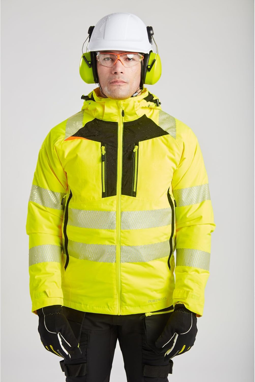 DX461 Men'S DX4 Waterproof Hi Vis Winter Jacket Safety Workwear Hooded with Pockets